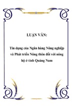 Tín dụng của ngân hàng nông nghiệp và phát triển nông thôn đối với nông hộ ở tỉnh quảng nam