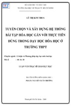 đề tài tuyển chọn và xây dựng hệ thống bài tập hóa học gắn với thực tiễn dùng trong dạy học hóa học ở trường thpt