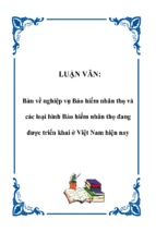 Luận văn bàn về nghiệp vụ bảo hiểm nhân thọ và các loại hình bảo hiểm nhân thọ đang được triển khai ở việt nam hiện nay