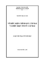 Luận văn thạc sĩ về điều kiện chính quy cấp hai và điều kiện tối ưu cấp hai