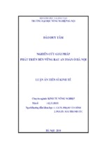 Luận án tiến sĩ kinh tế nghiên cứu giải pháp phát triển bền vững rau an toàn ở hà nội