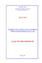 Luận án tiến sĩ kinh tế nghiên cứu chuỗi cung sản phẩm tôm nuôi ở tỉnh quảng nam