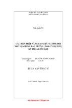 Luận văn thạc sĩ các biện pháp nâng cao chất lượng đội ngũ vận hành bảo dưỡng công ty dịch vụ kỹ thuật dầu khí