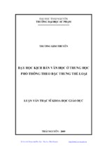 Luận văn thạc sĩ dạy học kịch bản văn học ở trung học phổ thông theo đặc trưng thể loại