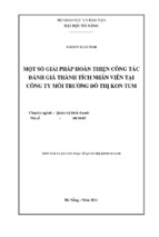 Một số giải pháp hoàn thiện công tác đánh giá thành tích nhân viên tại công ty môi trường đô thị kon tum