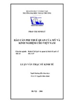 Kinh tế rào cản phi thuế quan của mỹ và kinh nghiệm cho việt nam