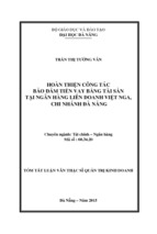 Luận văn thạc sĩ quản trị kinh doanh hoàn thiện công tác bảo đảm tiền vay bằng tài sản tại ngân hàng liên doanh việt nga