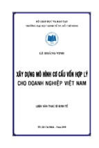 Xây dựng mô hình cơ cấu vốn hợp lý cho doanh nghiệp việt nam