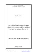 Luận văn thạc sỹ công nghệ sinh học chọn tạo giống lúa chịu mặn bằng phương pháp chỉ thị phân tử cho vùng ven biển đồng bằng sông hồng