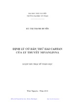 Luận văn thạc sĩ toán học định lý cơ bản thứ hai cartan của lý thuyết nevanlinna