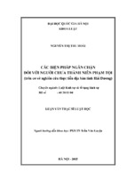 Luận văn thạc sĩ luật học các biện pháp ngăn chặn đối với người chưa thành niên phạm tội (trên cơ sở nghiên cứu thực tiễn địa bàn tỉnh hải dương)