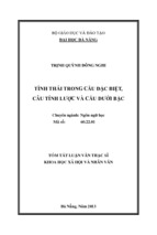 Tóm tắt luận văn thạc sĩ khoa học xã hội và nhân văn tình thái trong câu đặc biệt, câu tỉnh lược và câu dưới bậc