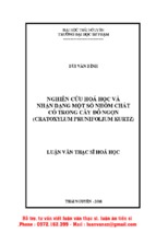 Nghiên cứu hoá học và nhận dạng một số nhóm chất có trong cây đỏ ngọn (cratoxylum prunifolium kurtz)