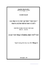 Luận văn thạc sĩ giá trị và vị trí tập thơ việt bắc trong hành trình thơ tố hữu