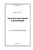 Luận văn thạc sĩ luật học phân cấp quản lý ngân sách nhà nước tại địa bàn tỉnh nam định