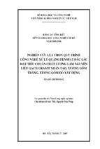 Nghiên cứu lựa chọn quy trình công nghệ xử lý quặng fenspat đắclắc đạt tiêu chuẩn chất lượng làm nguyên liệu gạch granit nhân tạo, xương gốm trắng, xương gốm đỏ xây dựng   1