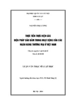 Tóm tắt luận văn thạc sĩ luật học thực tiễn thực hiện các biện pháp bảo đảm trong hoạt động của các ngân hàng thương mại ở việt nam