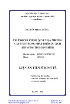 Vai trò của chính quyền địa phương cấp tỉnh trong phát triển du lịch bền vững tỉnh ninh bình