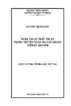 Luận văn thạc sĩ nghệ thuật trần thuật trong truyện ngắn ma văn kháng thời kỳ đổi mới