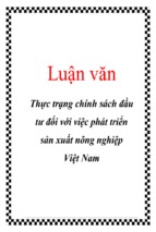 Luận văn thực trạng chính sách đầu tư đối với việc phát triển sản xuất nông nghiệp việt nam