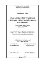 Luận văn thạc sỹ quản lý kinh tế quản lý nhà nước về lĩnh vực công nghệ thông tin trên địa bàn tỉnh