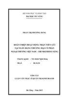 Luận văn thạc sĩ quản trị kinh doanh hoàn thiện hoạt động nhận tiền gửi tại ngân hàng thương mại cổ phần ngoại thương việt nam