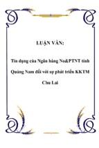 Tín dụng của ngân hàng no&ptnt tỉnh quảng nam đối với sự phát triển kktm chu lai