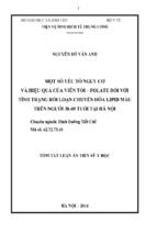 Tóm tắt y học một số yếu tố nguy cơ và hiệu quả của viên tỏi – folate đối với tình trạng rối loạn chuyển hóa lipid máu trên người 30   69 tuổi tại hà nộiluận án tiến sĩluận án tiến sĩ