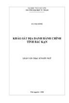 Luận văn thạc sĩ khảo sát địa danh hành chính tỉnh bắc kạn