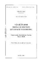 Luận án tiến sĩ vấn đề ổn định trong các bài toán quy hoạch toàn phương