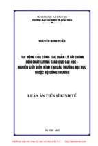 Tác động của quản lý tài chính đến chất lượng giáo dục đại học_nghiên cứu điển hình tại các trường đại học thuộc bộ công thương.