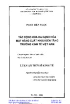 Tác động của đa dạng hóa mặt hàng xuất khẩu đến tăng trưởng kinh tế việt nam