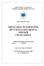 Kinh tế những nhân tố ảnh hưởng đến chất lượng dịch vụ môi giới chứng khoán