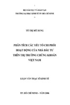 Phân tích các yếu tố chi phối hoạt động của nhà đầu tư trên thị trường chứng khoán việt nam