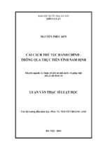 Luận văn thạc sĩ luật học cải cách thủ tục hành chính – thông qua thực tiễn tỉnh nam định