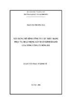 Luận văn thạc sĩ kinh tế xây dựng mô hình công ty cấu trúc mạng phục vụ hoạt động sản xuất kinh doanh của tổng công ty sông đà