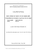 Luận văn thạc sĩ kinh tế phân tích các nhân tố tác động đến tình hình xuất khẩu gạo tại tp.cần thơ