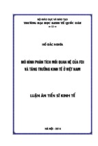 Luận án tiến sĩ mô hình phân tích mối quan hệ của fdi và tăng trưởng kinh tế ở việt nam