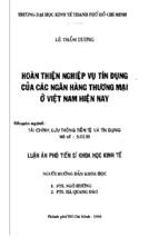 Luận án tiến sĩ hoàn thiện nghiệp vụ tín dụng của các ngân hàng thương mại ở việt nam hiện nay