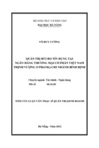 Luận văn thạc sĩ quản trị rủi ro tín dụng tại ngân hàng thương mại cổ phần việt nam thịnh vượng (vpbank)