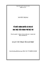 Tóm tắt luận văn thạc sĩ luật học tổ chức chính quyền xã ven đô qua thực tiễn thành phố việt trì