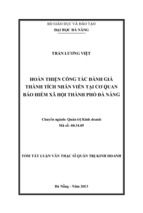 Tóm tắt luận văn thạc sĩ quản trị kinh doanh hoàn thiện công tác đánh giá thành tích nhân viên tại cơ quan bảo hiểm xã hội thành phố đà nẵng