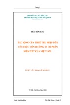 Luận án tiến sĩ tác động của thuế thu nhập đến cấu trúc vốn ở công ty cổ phần niêm yết ở việt nam