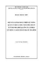 Một số giải pháp hoàn thiện hệ thống quản lý chất lượng theo tiêu chuẩn tcvn iso 9001 2008 tại công ty cổ phần xây dựng và kinh doanh địa ốc hòa bình