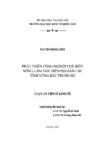 Luận án tiến sĩ phát triển công nghiệp chế biến nông, lâm sản trên địa bàn các tỉnh vùng bắc trung bộ