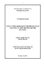 Luận văn tăng cường kiểm soát chi phí sản xuất tại công ty môi trường đô thị đà nẵng