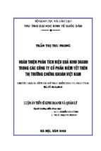 Hoàn thiện phân tích hiệu quả kinh doanh trong các công ty cổ phần niêm yết trên thị trường chứng khoán việt nam