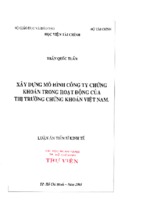 Luận án tiến sĩ xây dựng mô hình công ty chứng khoán trong hoạt động của thị trường chứng khoán việt nam