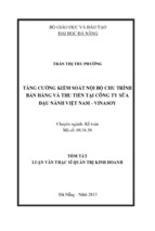 Luận văn thạc sĩ tăng cường kiểm soát nội bộ chu trình bán hàng và thu tiền tại công ty sữa đậu nành việt nam   vinasoy