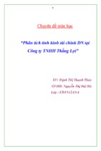Phân tích tình hình tài chính dn tại công ty tnhh thắng lợi